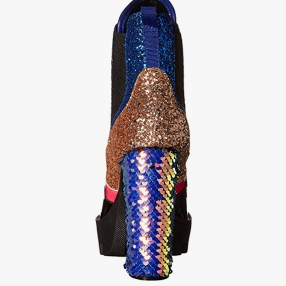 Gold Glitter Platform Ankle Boots with Chunky Heel - Picture 3 of 4